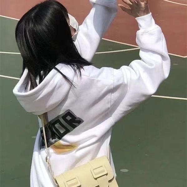 外套女秋款外穿白色卫衣连帽不起球小清新学院风洋气百搭100%纯棉