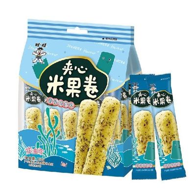 旺旺夹心米果卷零食膨化食品饼干糕点海苔味180g