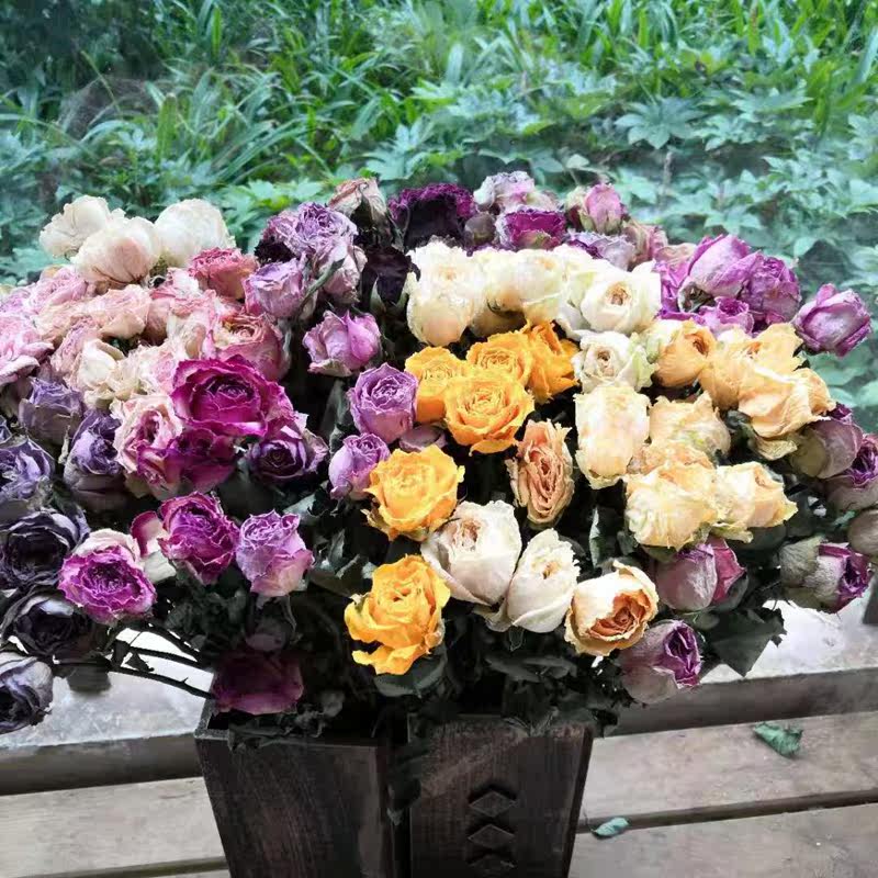自然风干真花多头蔷薇玫瑰泡泡干花毕业花束复古森系装饰插花