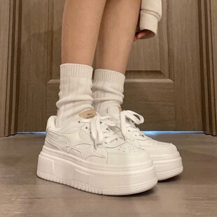 春夏爆 女休闲新款 青岛福客来源头工厂板鞋 学生百搭增高厚底小白鞋