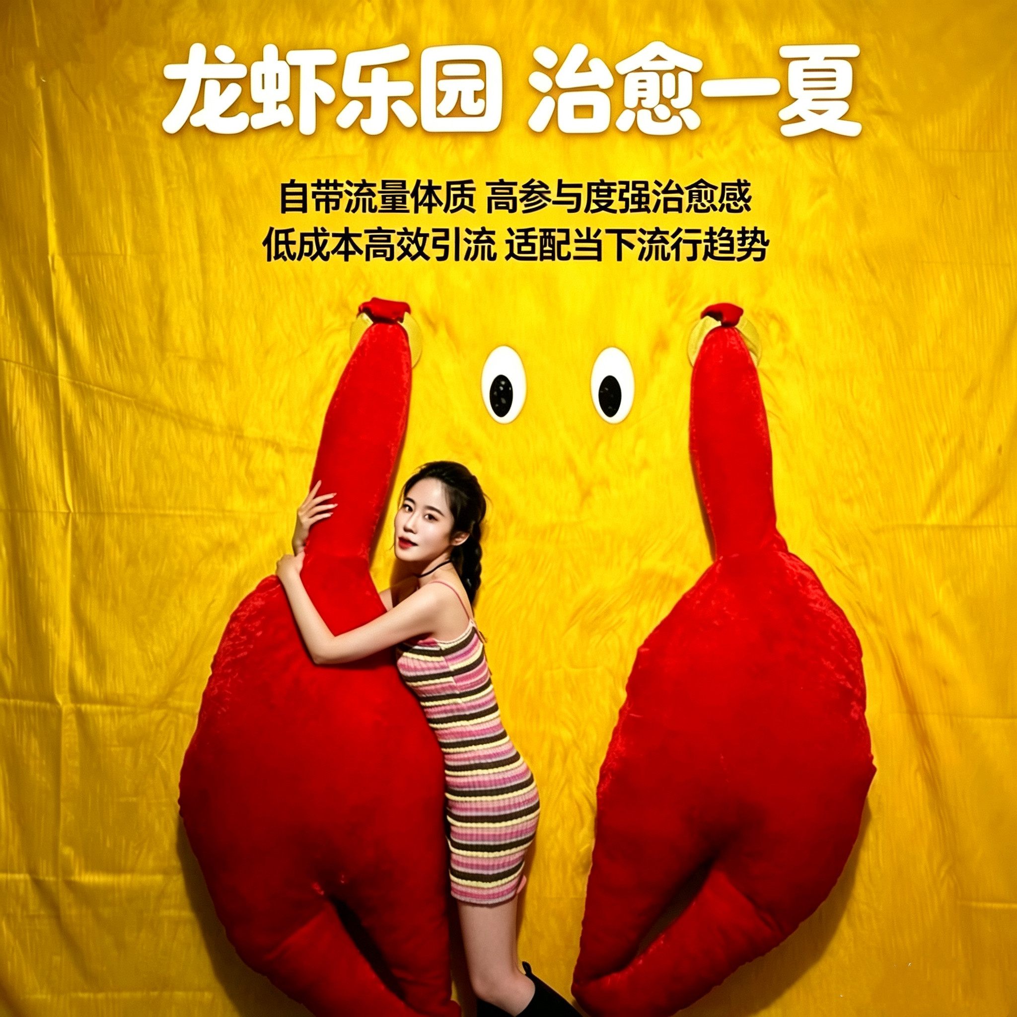 巨型毛绒螃蟹脚夏季龙虾钳子手臂主题布置网红拍照打卡点引流道具