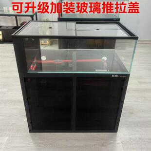 极窄侧溢流溪流造景南美缸兰寿超白缸支持定制玻璃柜门底滤缸