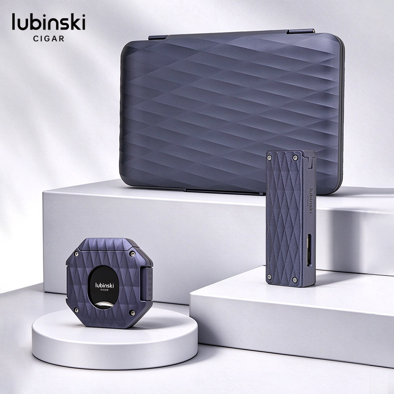 LUBINSKI鲁宾斯基雪茄工具三件套10支装便携盒双用雪茄剪打火机