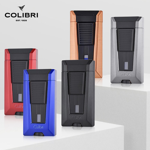 美国COLIBRI科乐比三火焰雪茄打火机防风直冲火焰金属机身可充气