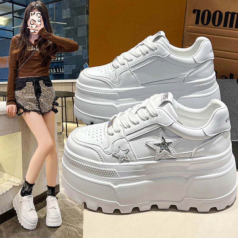 2025春新款9cm内增高女鞋厚底配裙子小白鞋百搭运动休闲单鞋板鞋,女鞋,时尚休闲鞋,淘宝优惠券,粉丝福利购,淘宝优惠卷