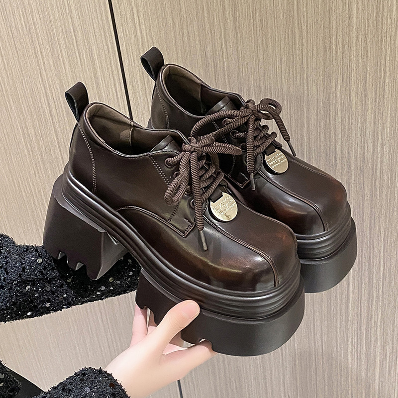 2026春季新款10cm内增高女鞋厚底高跟小个子小皮鞋百搭乐福鞋单鞋