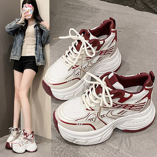 百搭高跟运动休闲鞋 2026春季 厚底小个子老爹鞋 10cm内增高女鞋 新款