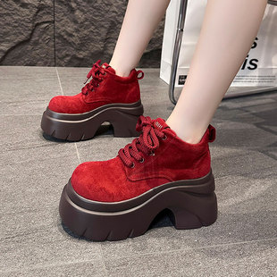 新款 单鞋 9cm内增高女鞋 女百搭勃肯乐福鞋 厚底高跟小皮鞋 2025秋季