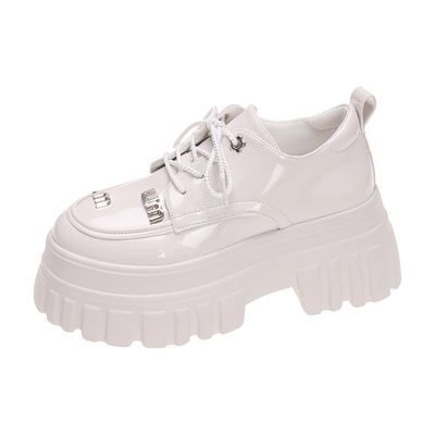 8cm内增高厚底高跟小皮鞋