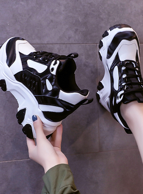 2024秋季新款9cm内增高女鞋厚底显瘦老爹鞋女百搭气质运动休闲鞋