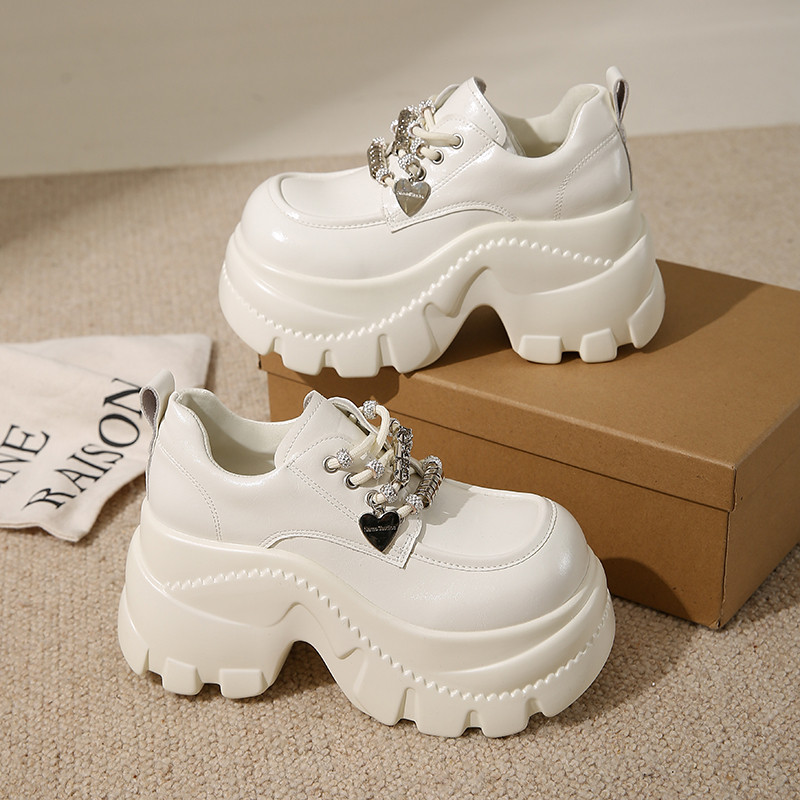 2026春季新款9cm内增高女鞋厚底高跟小皮鞋女百搭显瘦乐福鞋单鞋