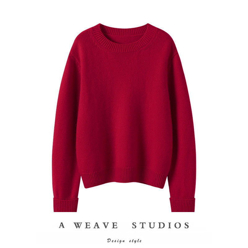 毛衣女圆领山羊绒衫加厚新款上衣