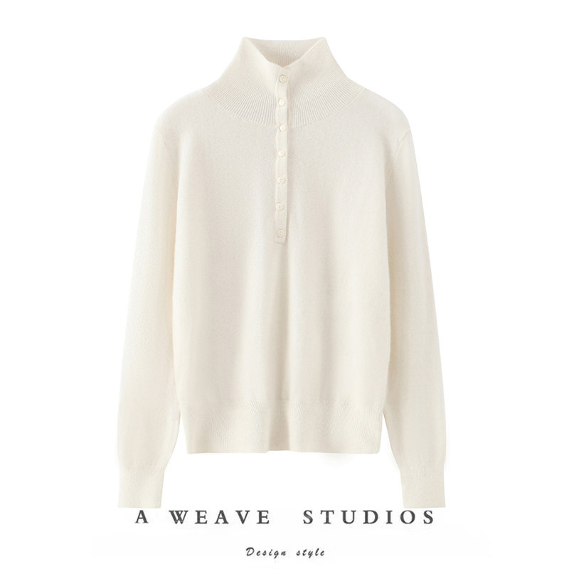 萨琪尼2025秋冬新款羊绒衫女100%纯山羊绒宽松纯色系扣套头毛衣,女装/女士精品,羊绒衫,淘宝优惠券,粉丝福利购,淘宝优惠卷