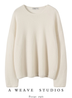 人间暖奢~臻品真丝羊绒白厂丝极简风/云朵感氛围套头毛衣