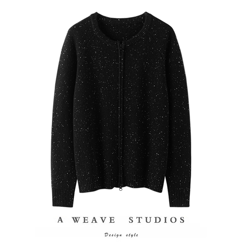 版型闭眼入！新款花纱加厚羊绒开衫插肩袖外套圆领毛衣女士山羊绒