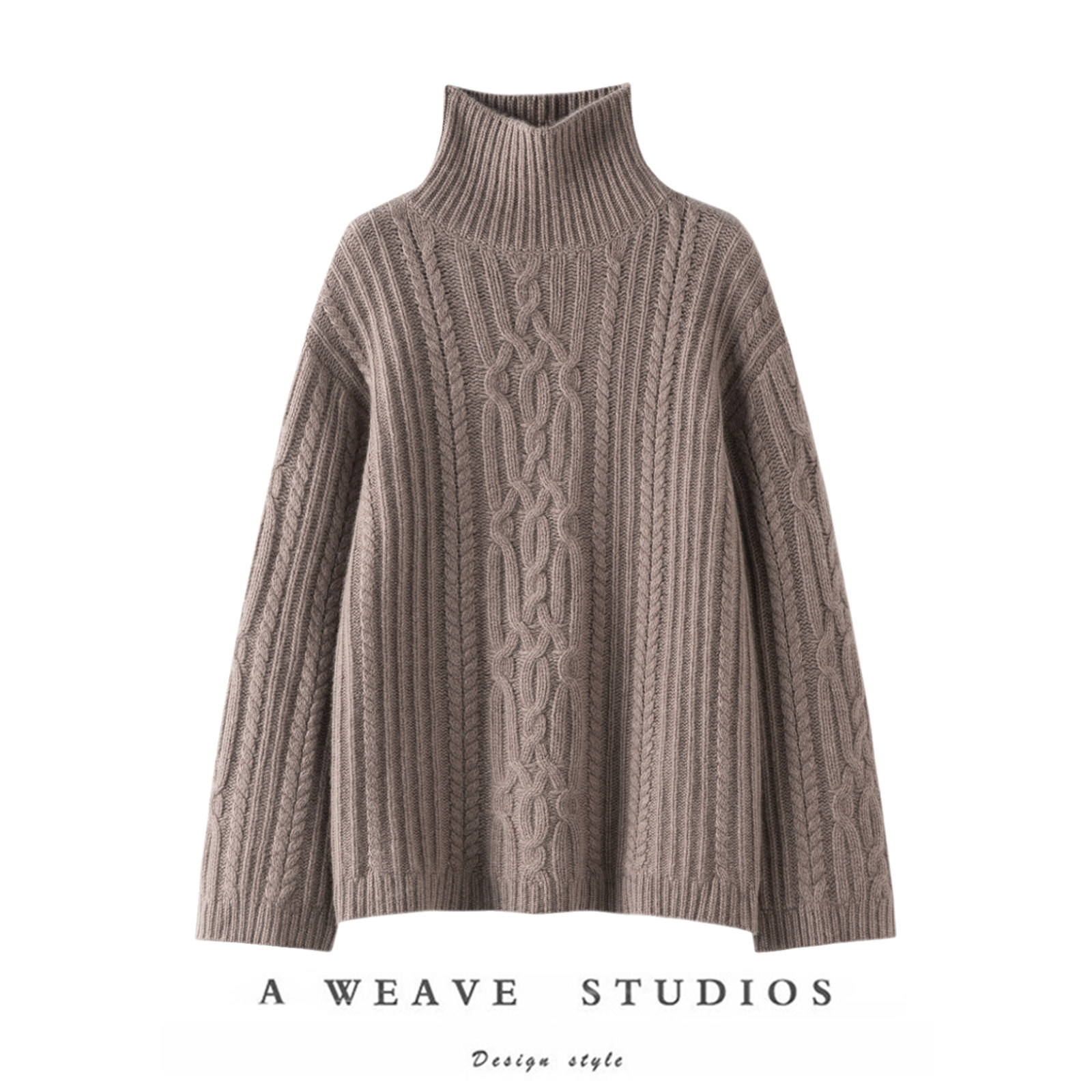 无规则美~“优雅永恒”系列100%小山羊绒不规则绞花针织高领上衣,女装/女士精品,羊绒衫,淘宝优惠券,粉丝福利购,淘宝优惠卷