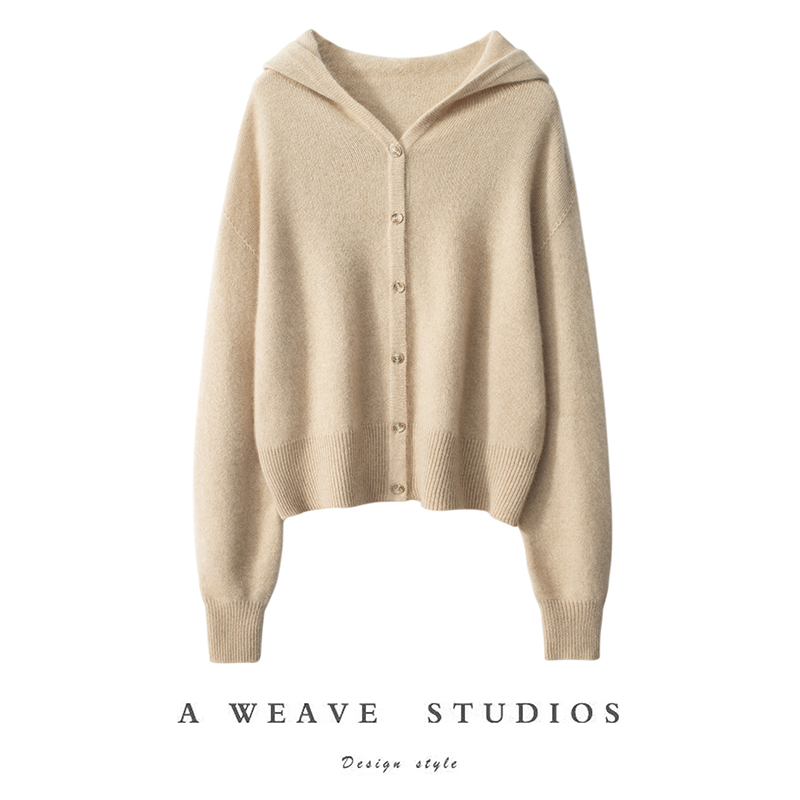 全成型毛衣外套女连帽针织