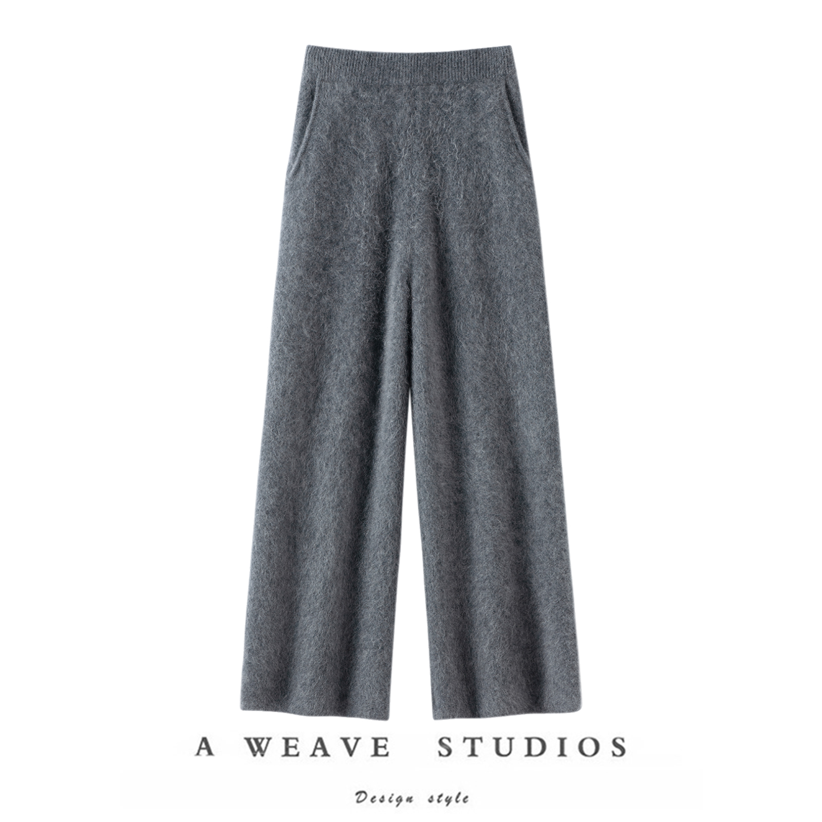 100纯山羊绒拉绒裤子阔腿裤加厚