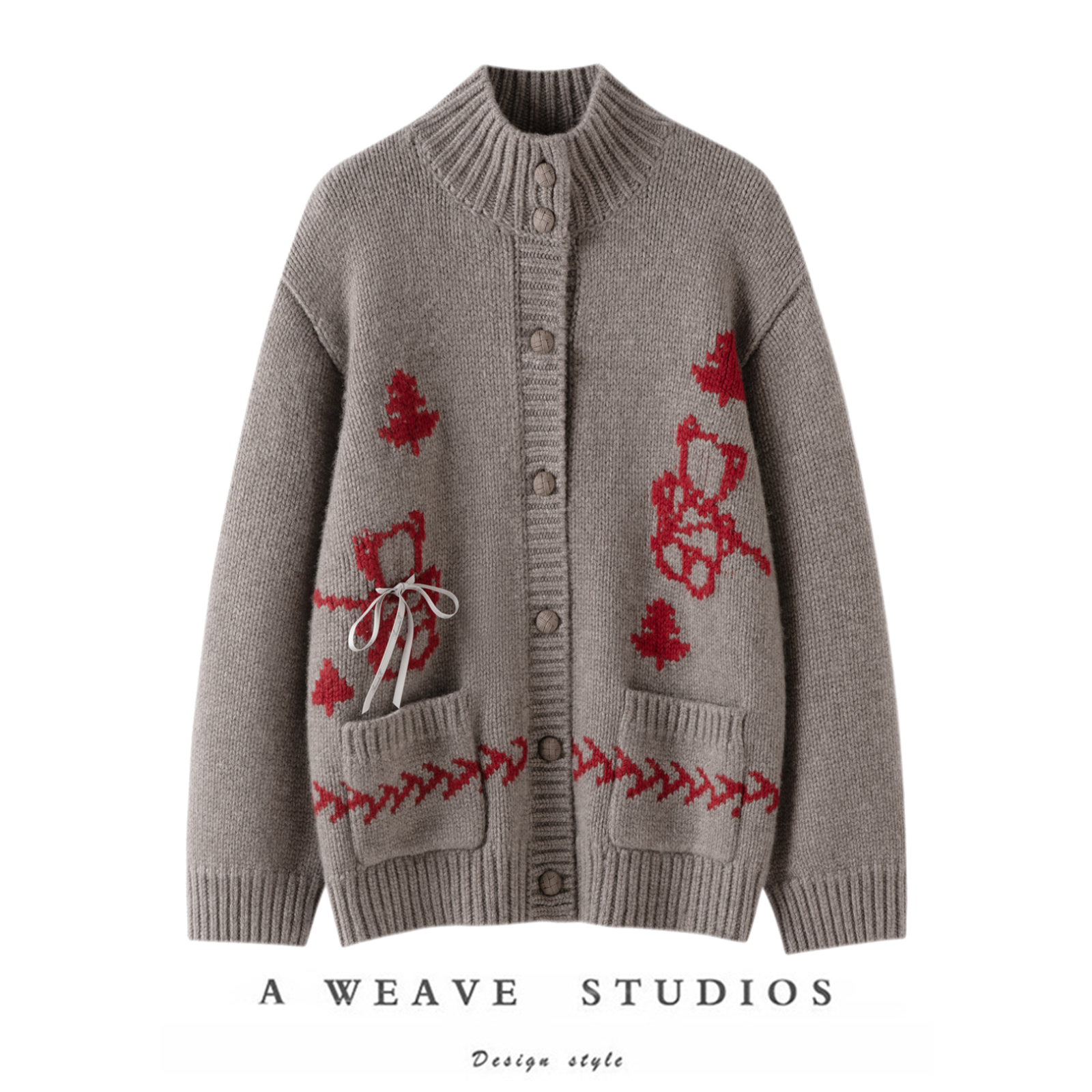 萨琪尼官方正品~100%纯山羊绒1000g+提花针织开衫外套上衣女新款