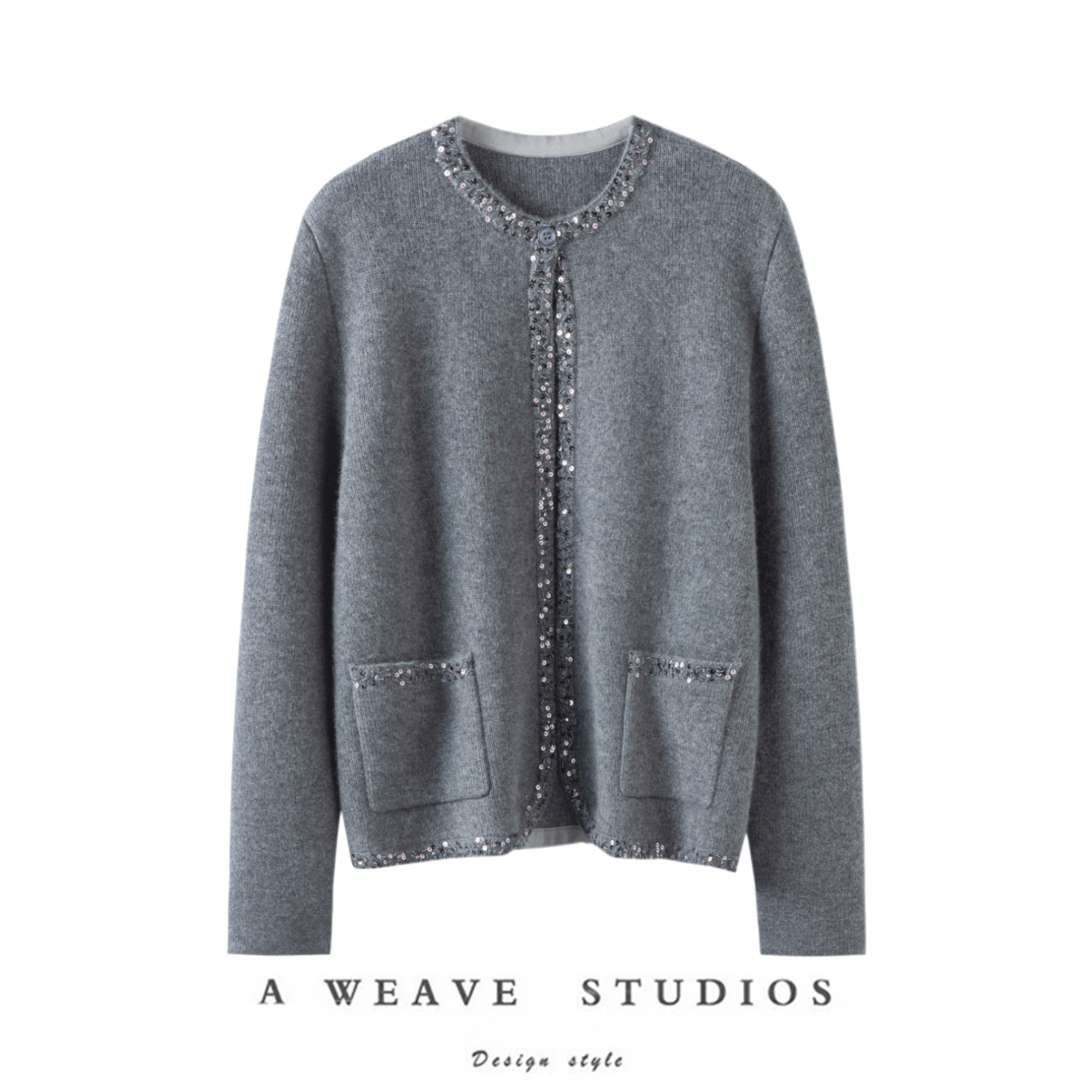 针织开衫外套萨琪尼立领时髦魅力