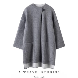 满屏高级风~100%纯山羊绒开衫加厚中长款羊绒针织大衣外套女