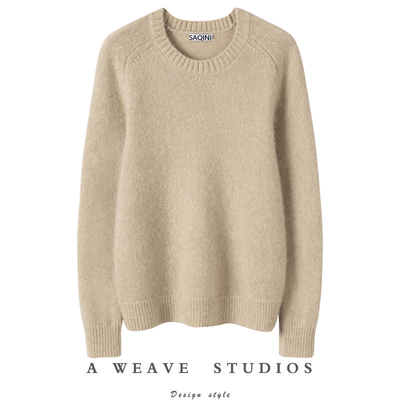 羊绒马鞍肩圆领羊绒衫