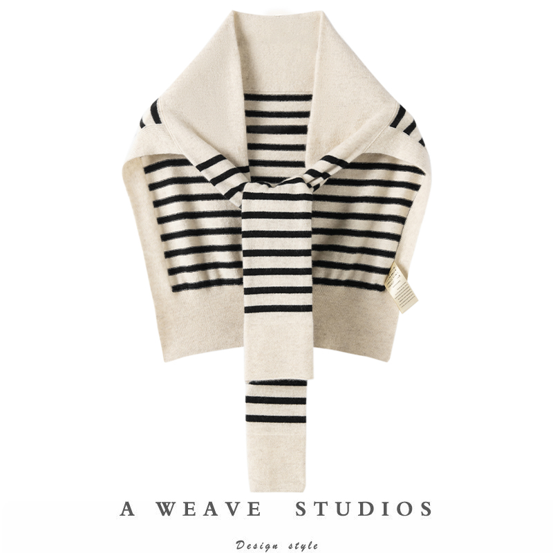100山羊绒小披肩条纹高端