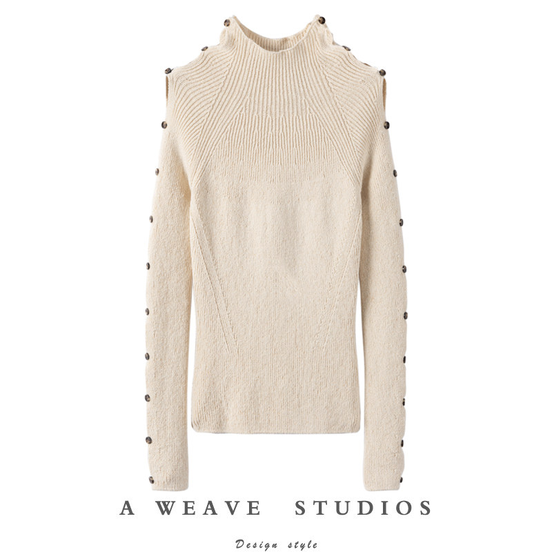 高及感大N货！2025新款设计100%纯羊绒纽扣装饰罗纹针织羊绒衫,女装/女士精品,羊绒衫,淘宝优惠券,粉丝福利购,淘宝优惠卷