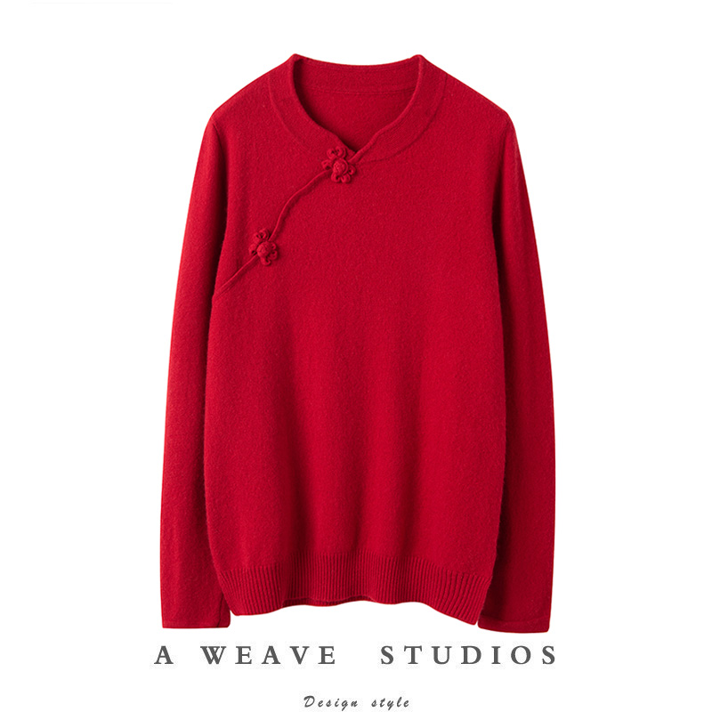 萨琪尼新款复古100%纯山羊绒衫