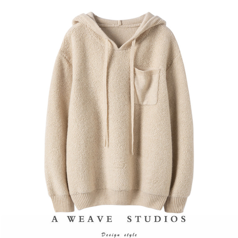 气质有型！软萌圈圈重磅加厚羊绒帽衫女羊绒衫连帽卫衣纯羊绒毛衣
