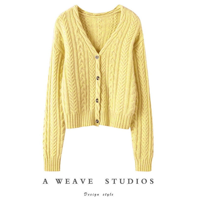 轻奢绞花V领开衫~100纯山羊绒衫外套女开衫百搭时尚简约加厚毛衣,女装/女士精品,羊绒衫,淘宝优惠券,粉丝福利购,淘宝优惠卷