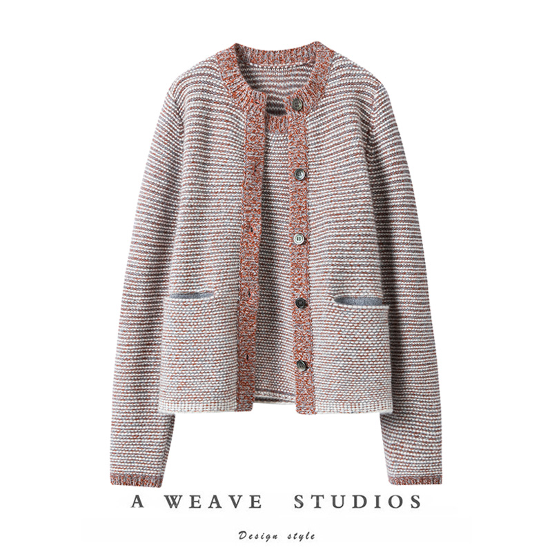 萨琪尼“艺术渐变”100%山羊绒立体千层针织背心/开衫两件套