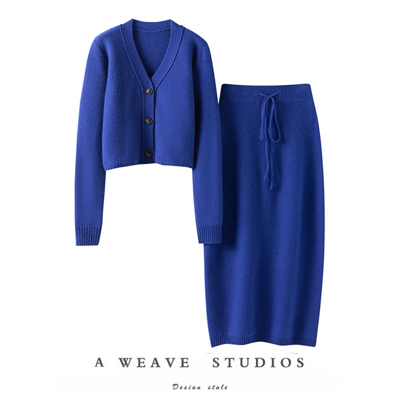 巨爱它！上身太赞了！重工针法加厚羊绒开衫女纯羊绒半身包臀裙子