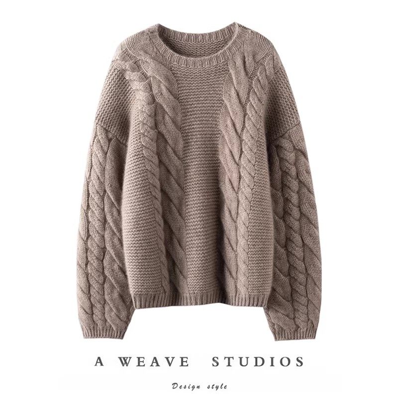 太好穿了！显瘦新贵~重磅加厚粗棒针羊绒衫女圆领纯羊绒毛衣宽松,女装/女士精品,羊绒衫,淘宝优惠券,粉丝福利购,淘宝优惠卷