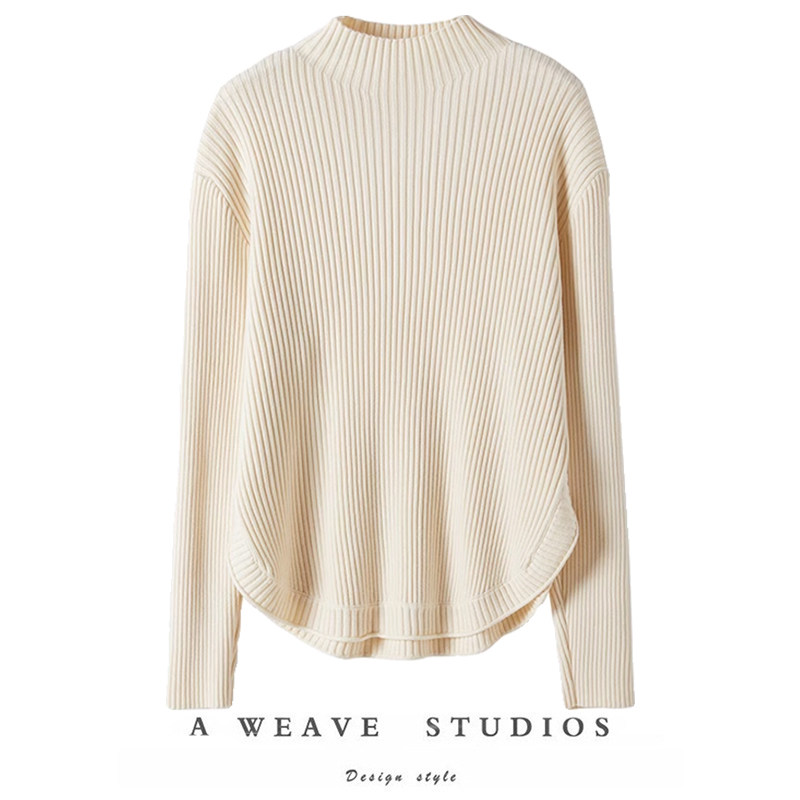 自信感爆棚~半高领开叉羊绒针织衫女宽松设计感纯羊绒上衣,女装/女士精品,羊绒衫,淘宝优惠券,粉丝福利购,淘宝优惠卷