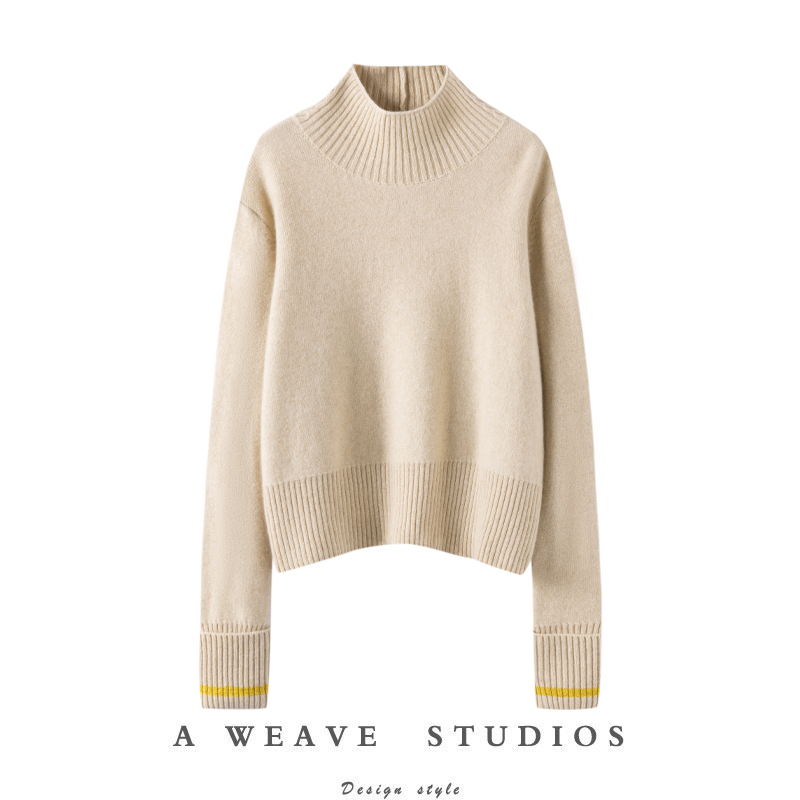 半高领高端纯羊绒衫女