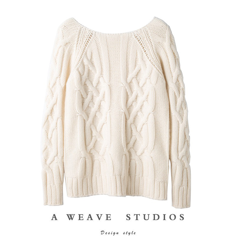 意大利绞花100%纯山羊衫