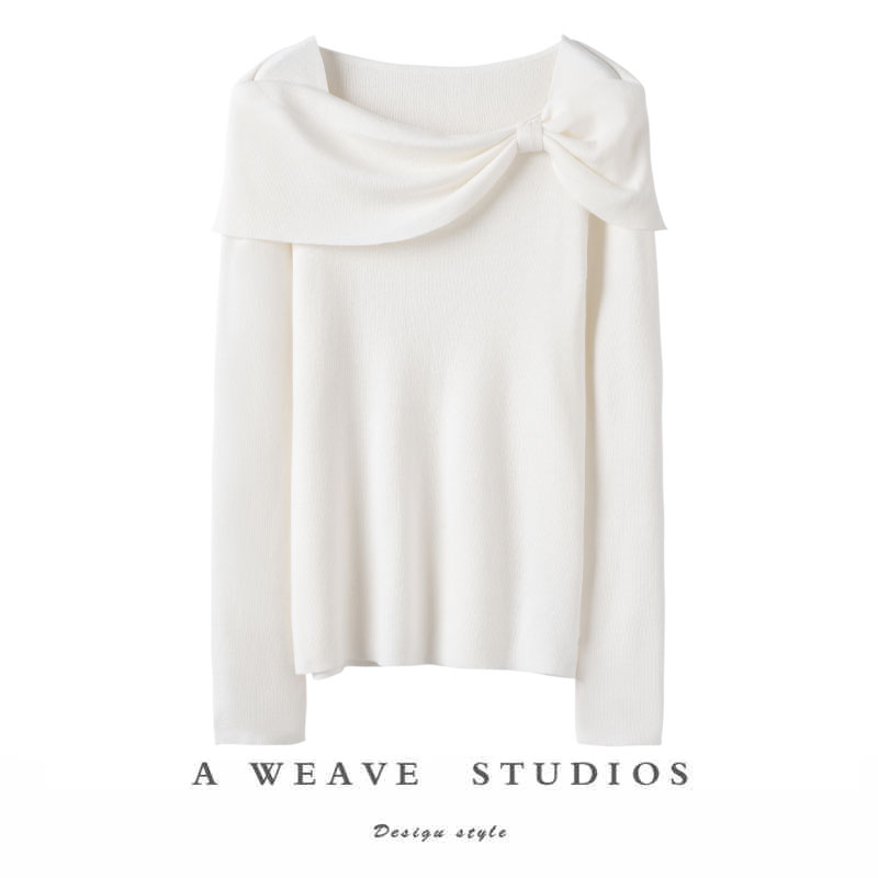 纯羊绒衫女一字披肩针织打底衫女