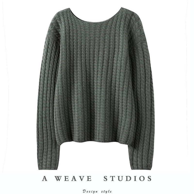 核心刚需系列！冬重磅加厚羊绒衫女纯羊绒毛衣圆领麻花宽松慵懒风,女装/女士精品,羊绒衫,淘宝优惠券,粉丝福利购,淘宝优惠卷
