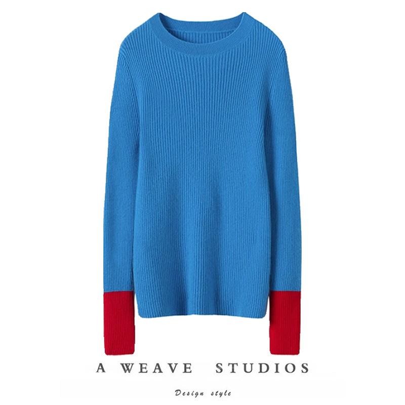 演绎不凡品味~拼色圆领弹力坑条羊绒衫女纯羊绒毛衣针织衫打底衫,女装/女士精品,羊绒衫,淘宝优惠券,粉丝福利购,淘宝优惠卷