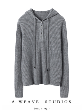 真不吹！随便穿搭～连帽羊绒衫女纯山羊绒毛衣针织打底衫秋冬帽衫