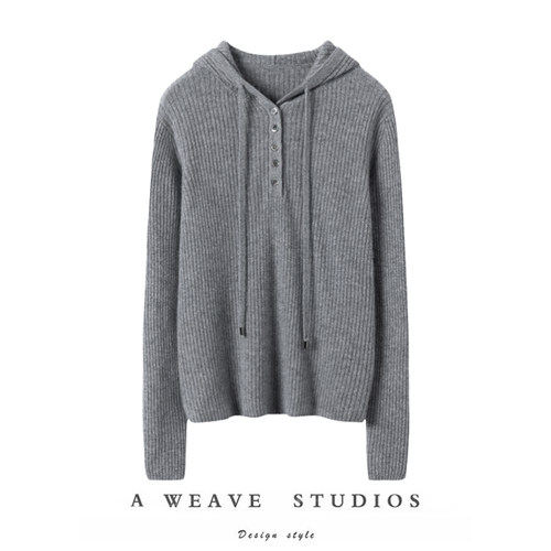 连帽山羊绒毛衣针织打底秋冬帽衫