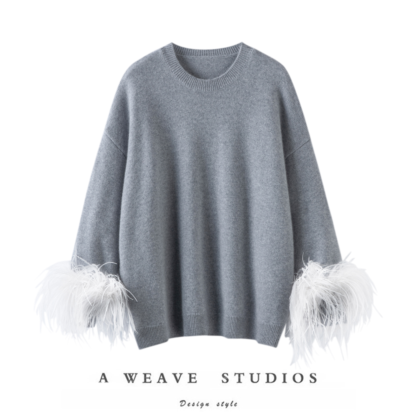 绒衫女圆领宽松针织毛衣