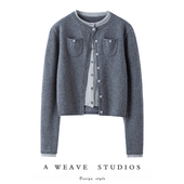 纯山羊绒新款 实力百搭款 圆领假两件撞色开衫 简约设计感针织外套