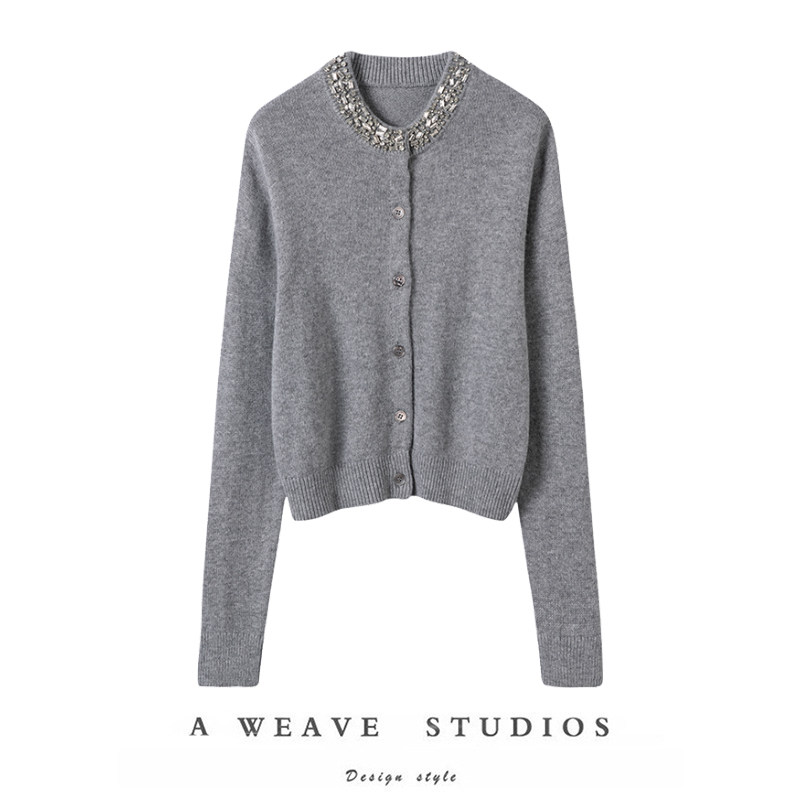 闭眼可入的款！百分百纯山羊绒套头长袖圆领订钻针织开衫上衣女,女装/女士精品,羊绒衫,淘宝优惠券,粉丝福利购,淘宝优惠卷