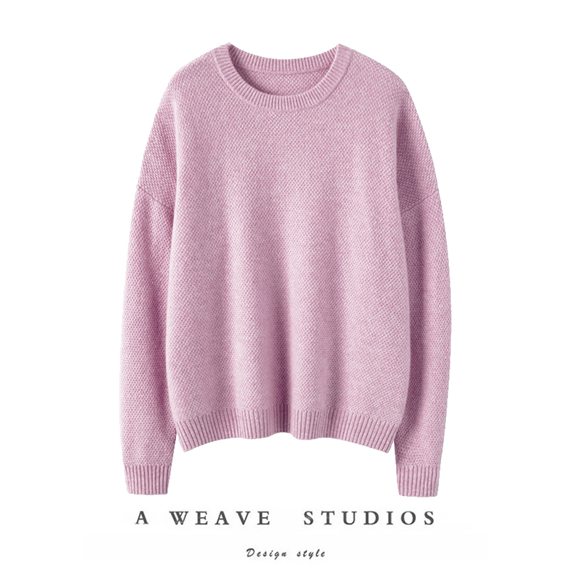 山羊绒衫女圆领毛衣套头秋冬加厚