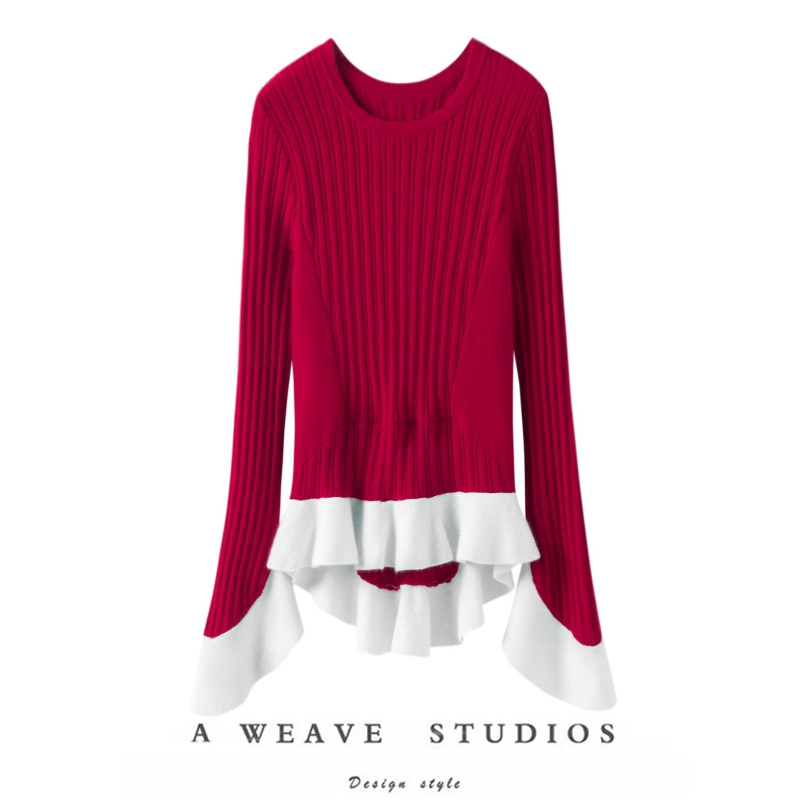 撩人的气质！奢~圆领羊绒衫女荷叶边弧形下摆纯羊绒毛衣秋冬,女装/女士精品,羊绒衫,淘宝优惠券,粉丝福利购,淘宝优惠卷