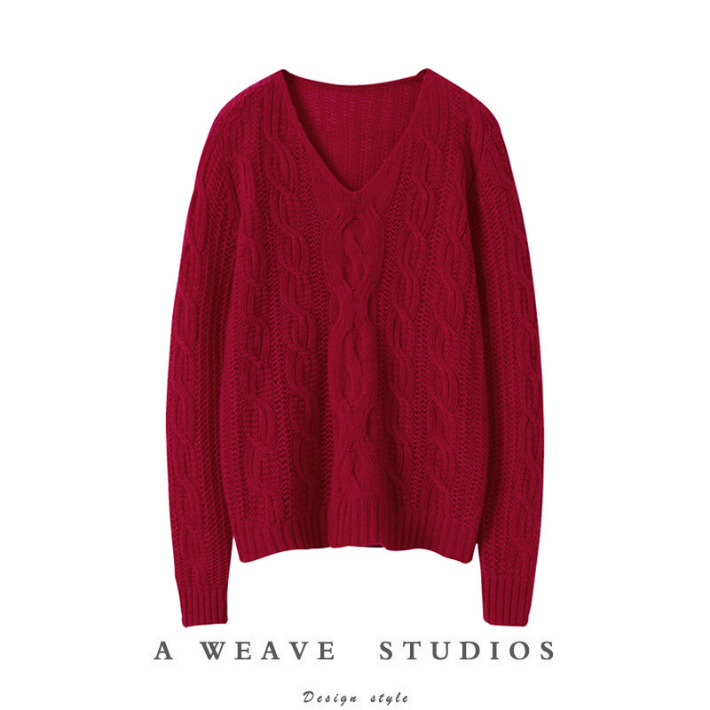 抓人的舒服好看~V领绞花羊绒衫女宽松慵懒风纯羊绒毛衣秋冬新款,女装/女士精品,羊绒衫,淘宝优惠券,粉丝福利购,淘宝优惠卷