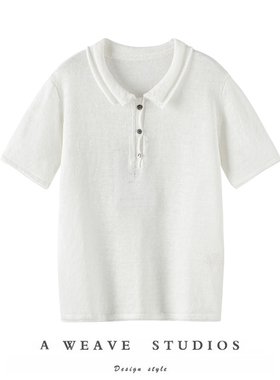 【SAQINI】气干爽亚麻棉混纺 卷边POLO领单平针短袖衫 YM5836