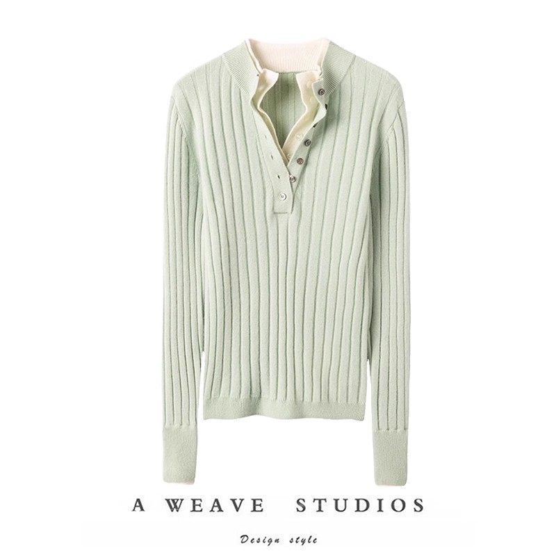 精致知性优雅！双领山羊绒衫女纯羊绒毛衣针织打底衫套头秋冬新款